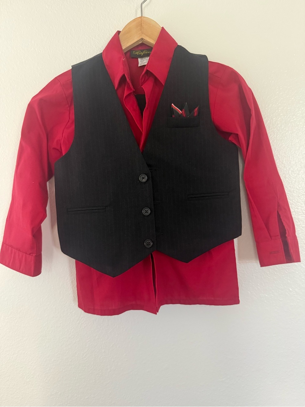 RAFAEL Black Vest with Red Shirt Kids Dress Set